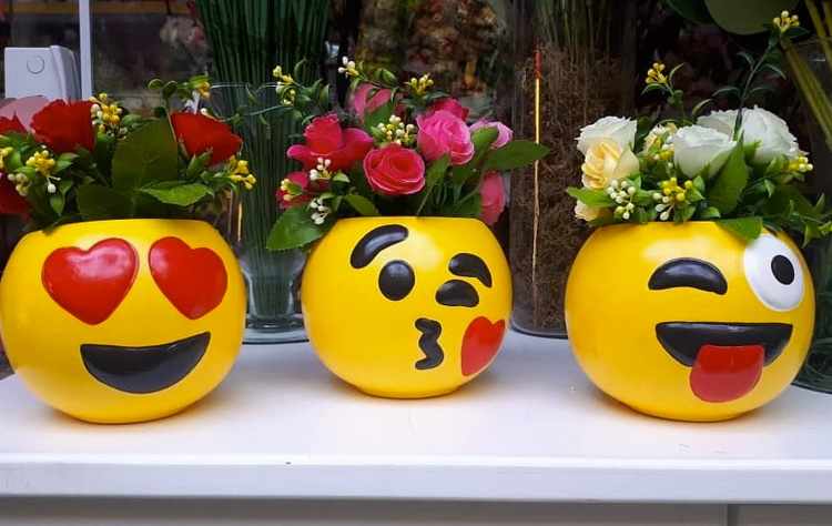 Segredo da festa em casa vasos decorativos emoji It Mãe