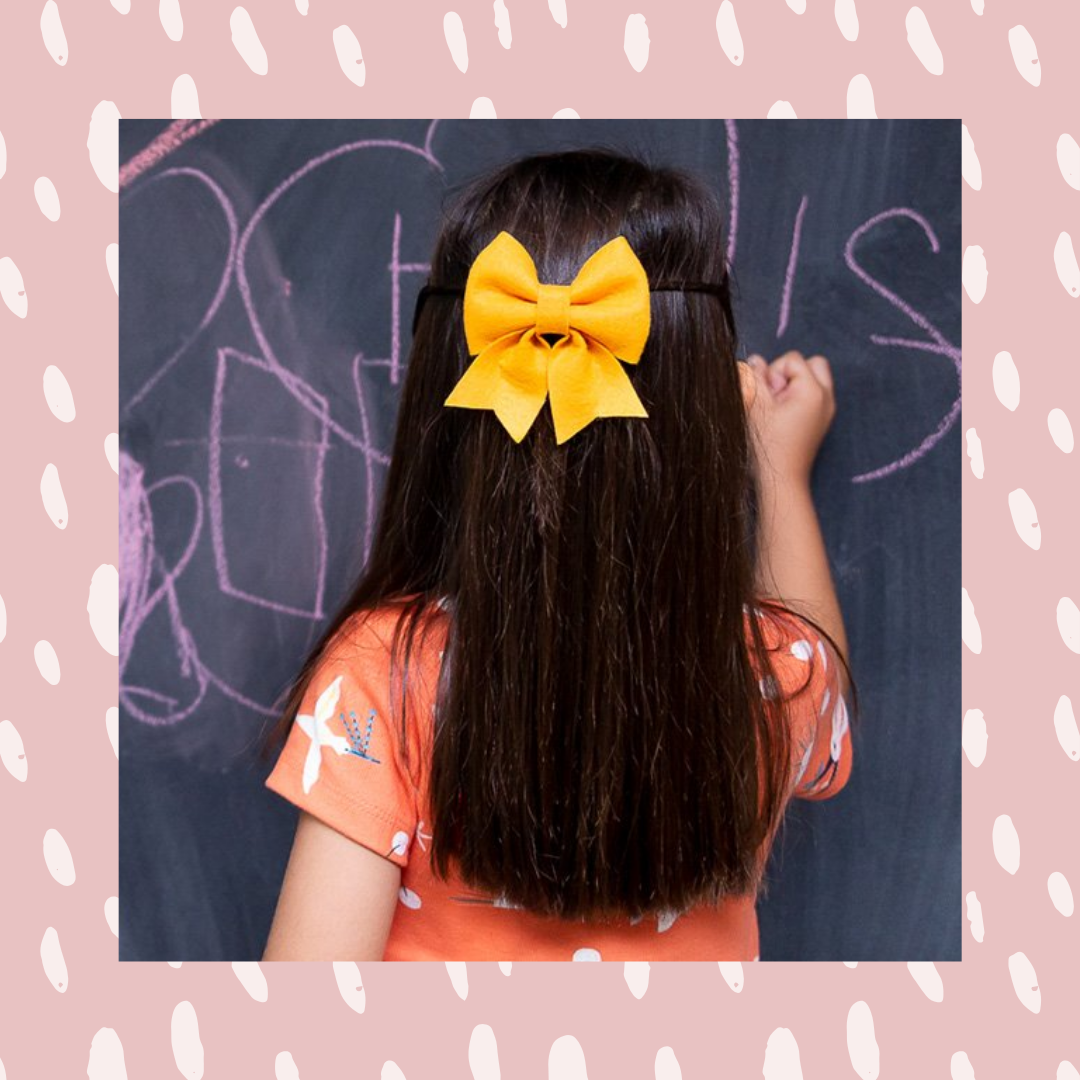 Acessórios de cabelo para meninas laço amarelo Casa da Mel It Mãe