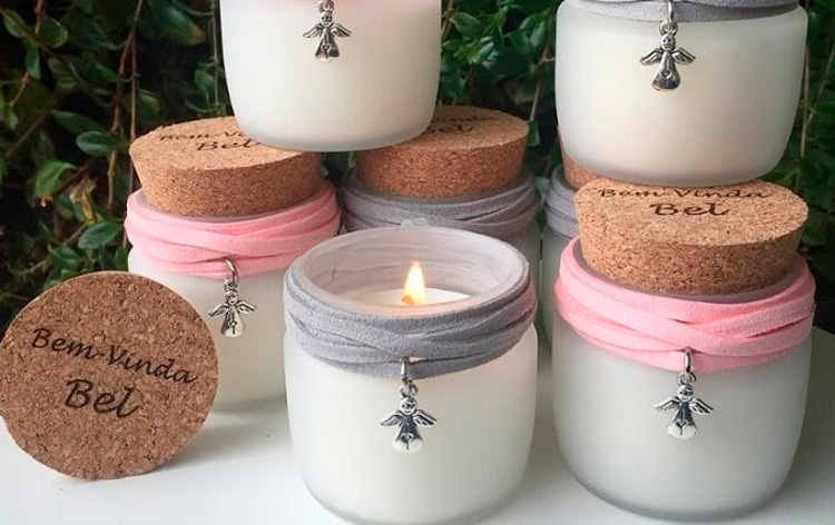 Velas aromáticas Lembrancinhas úteis chá de bebê It Mãe