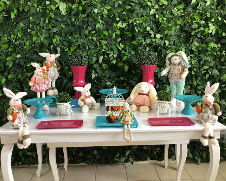 Mesa de Páscoa com coelhos Le Petit Personnaliser It Mãe