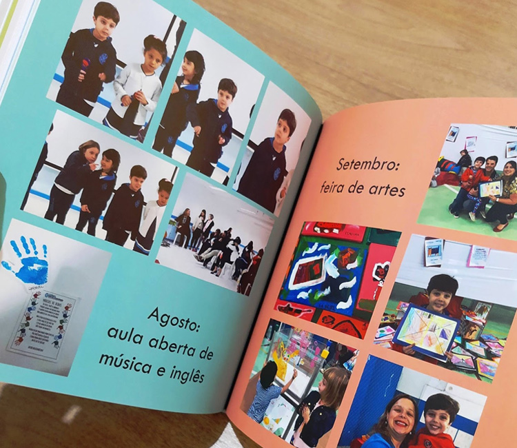 Eventos da escola registrado em um fotolivro