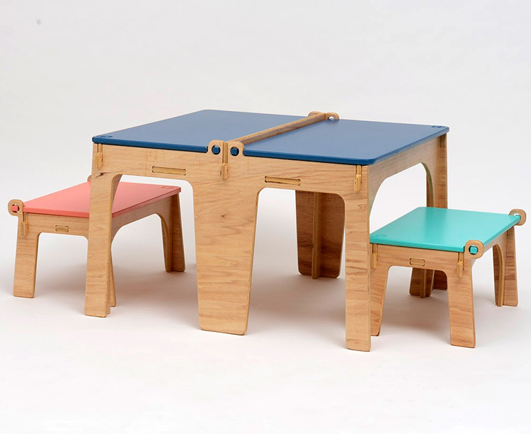 Rotina lúdica com móveis divertidos mesa e banco esconde esconde Lilu Design - It Mãe
