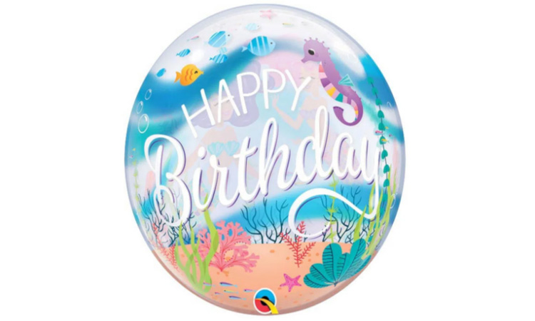 Balão Bubble Happy Birthday Sereia - It Mãe
