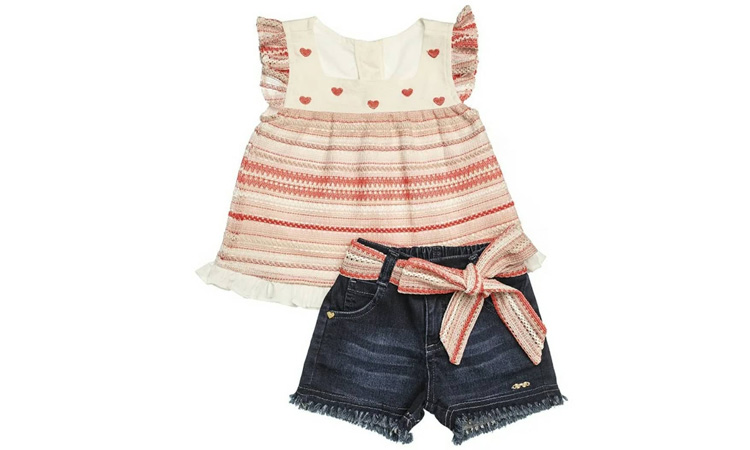 Lookinhos com a cara do verão Bata listrada e coração Rique Baby Store - It Mãe
